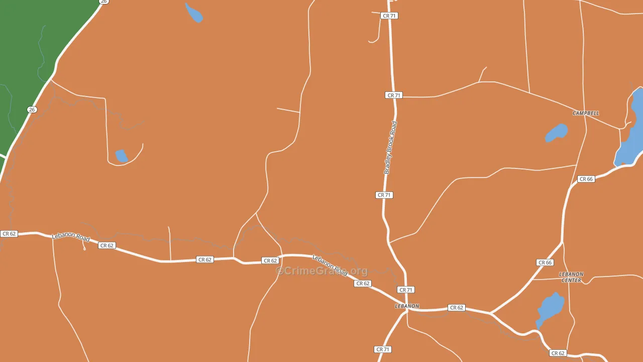 Lebanon, NY Map of Murder Rates