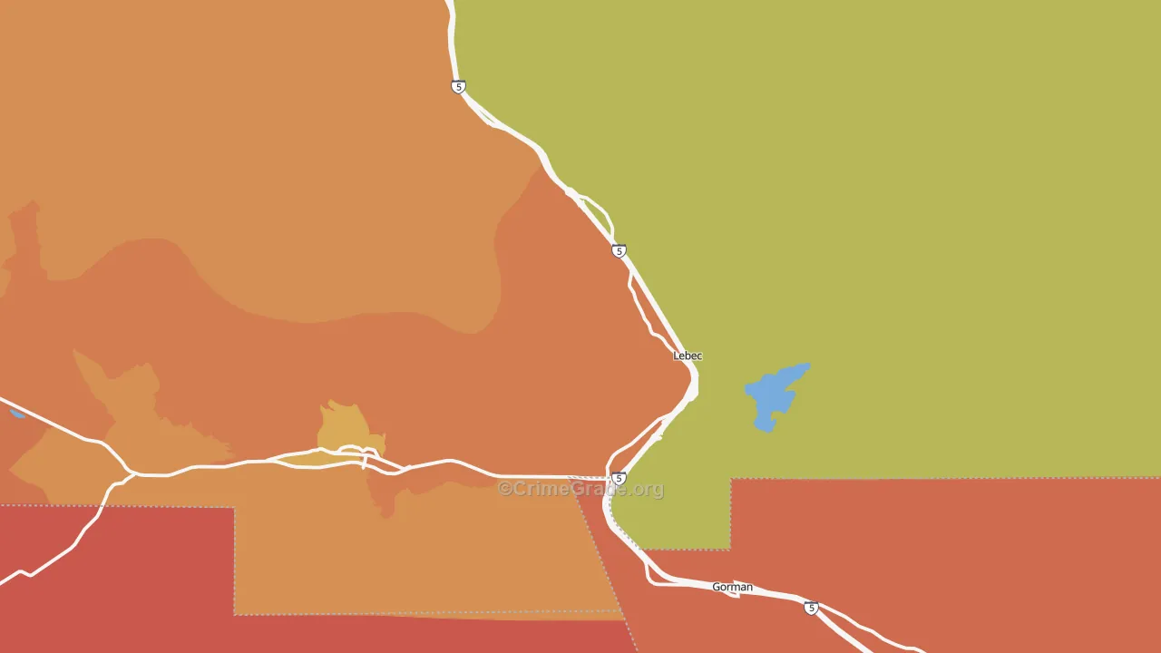 Lebec, CA Map of Murder Rates