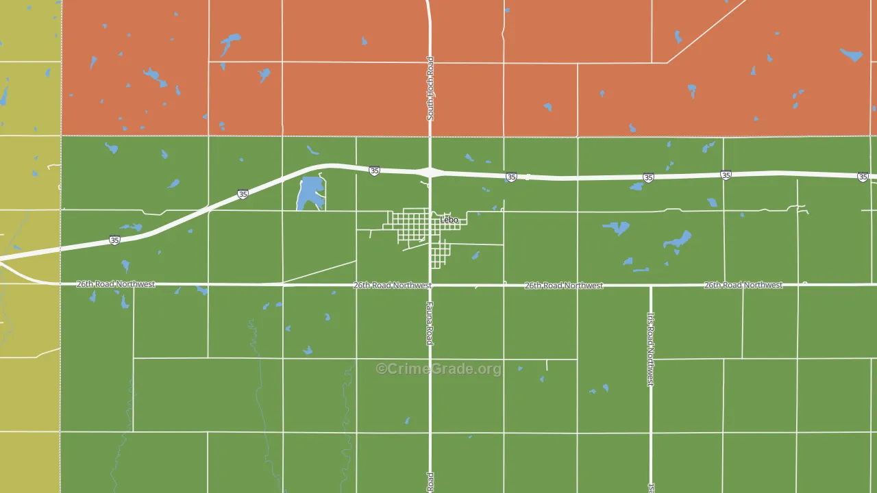 Lebo, KS Map of Murder Rates