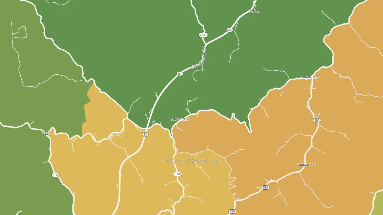 Leburn, KY Map of Murder Rates