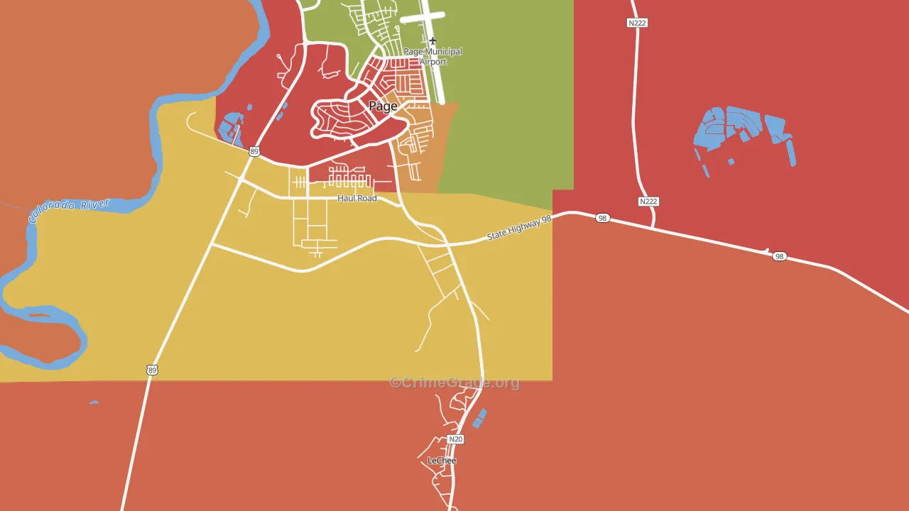 Lechee, AZ Map of Murder Rates