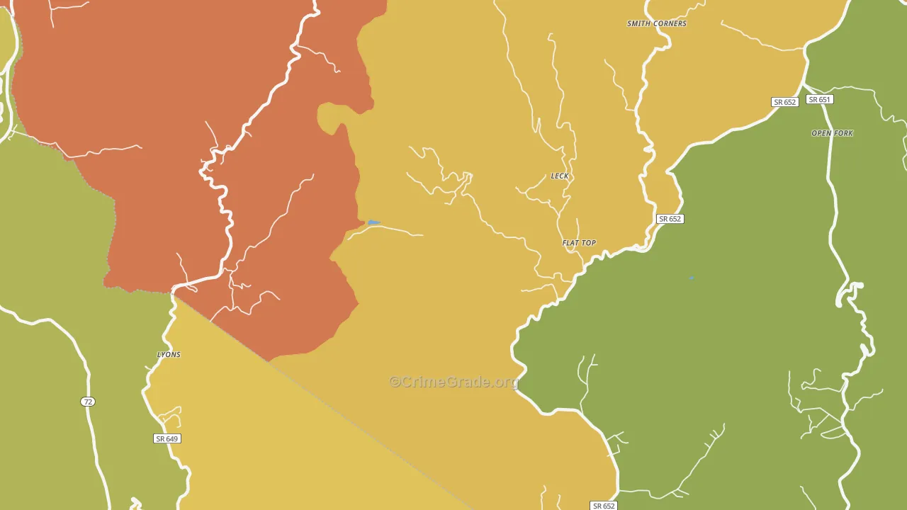 Leck, VA Map of Murder Rates