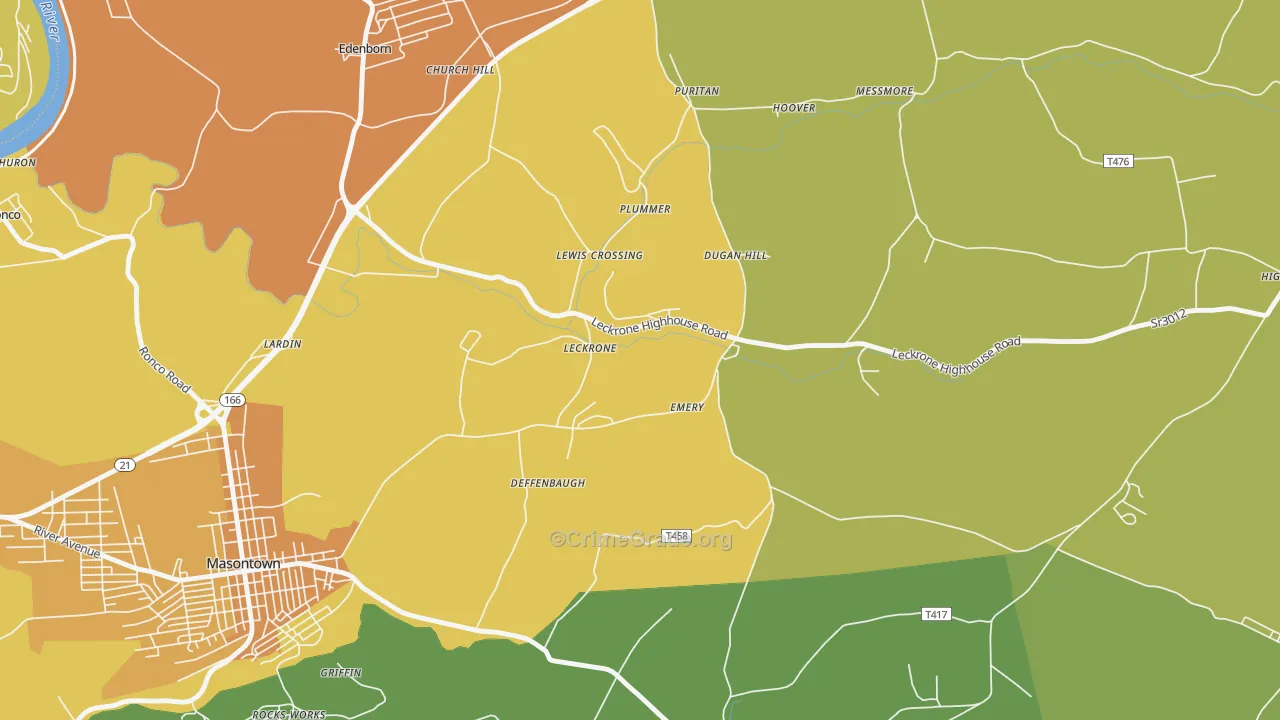 Leckrone, PA Map of Murder Rates