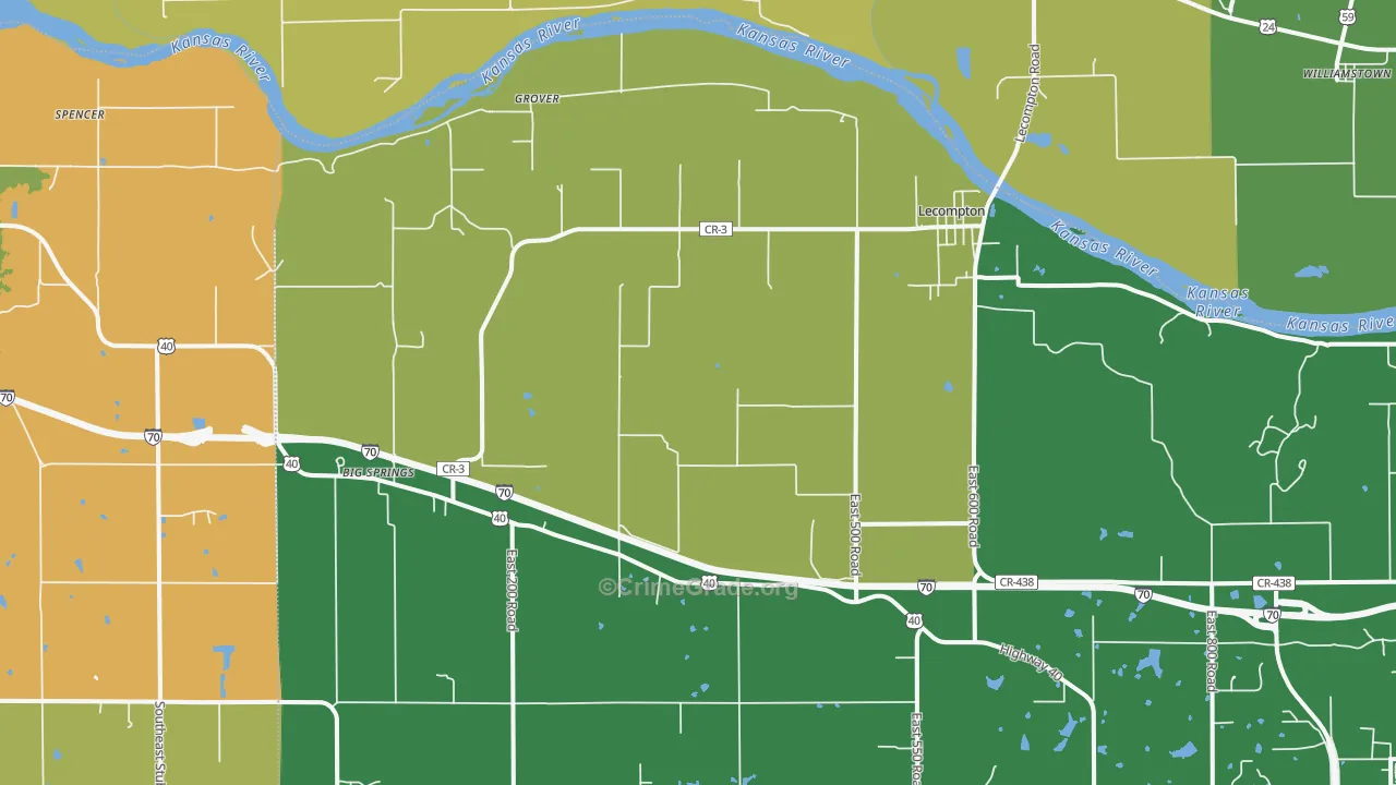 Lecompton, KS Map of Murder Rates