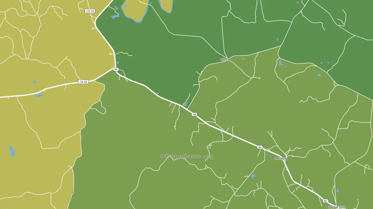 Lecta, AL Map of Murder Rates