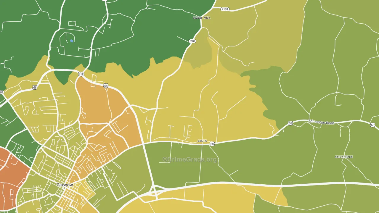 Lecta, KY Map of Murder Rates