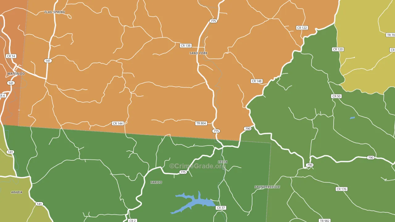 Lecta, OH Map of Murder Rates