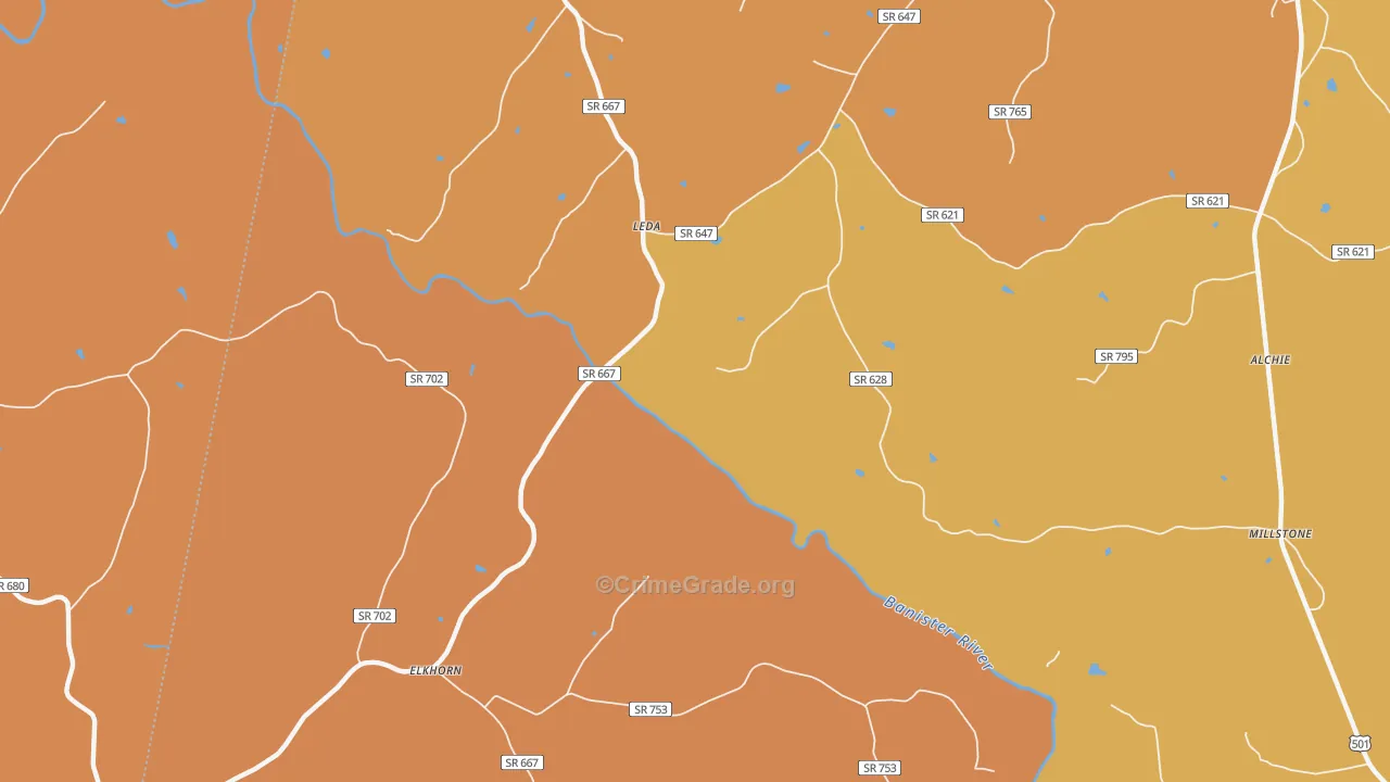 Leda, VA Map of Murder Rates