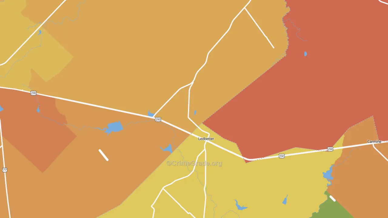 Ledbetter, TX Map of Murder Rates