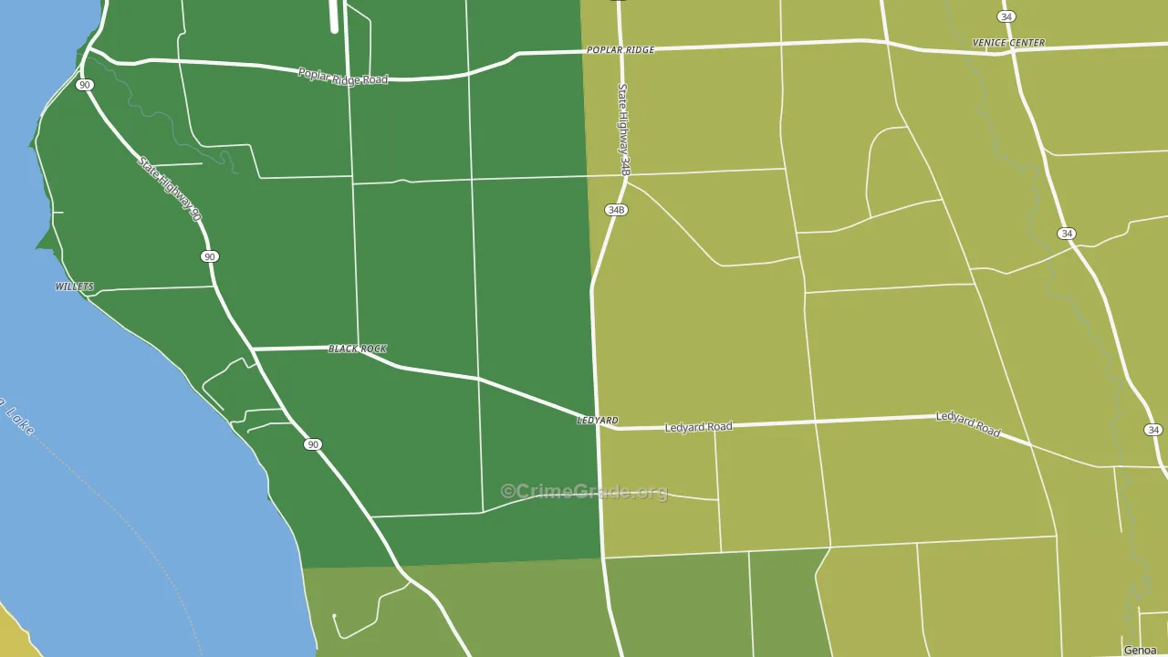 Ledyard, NY Map of Murder Rates