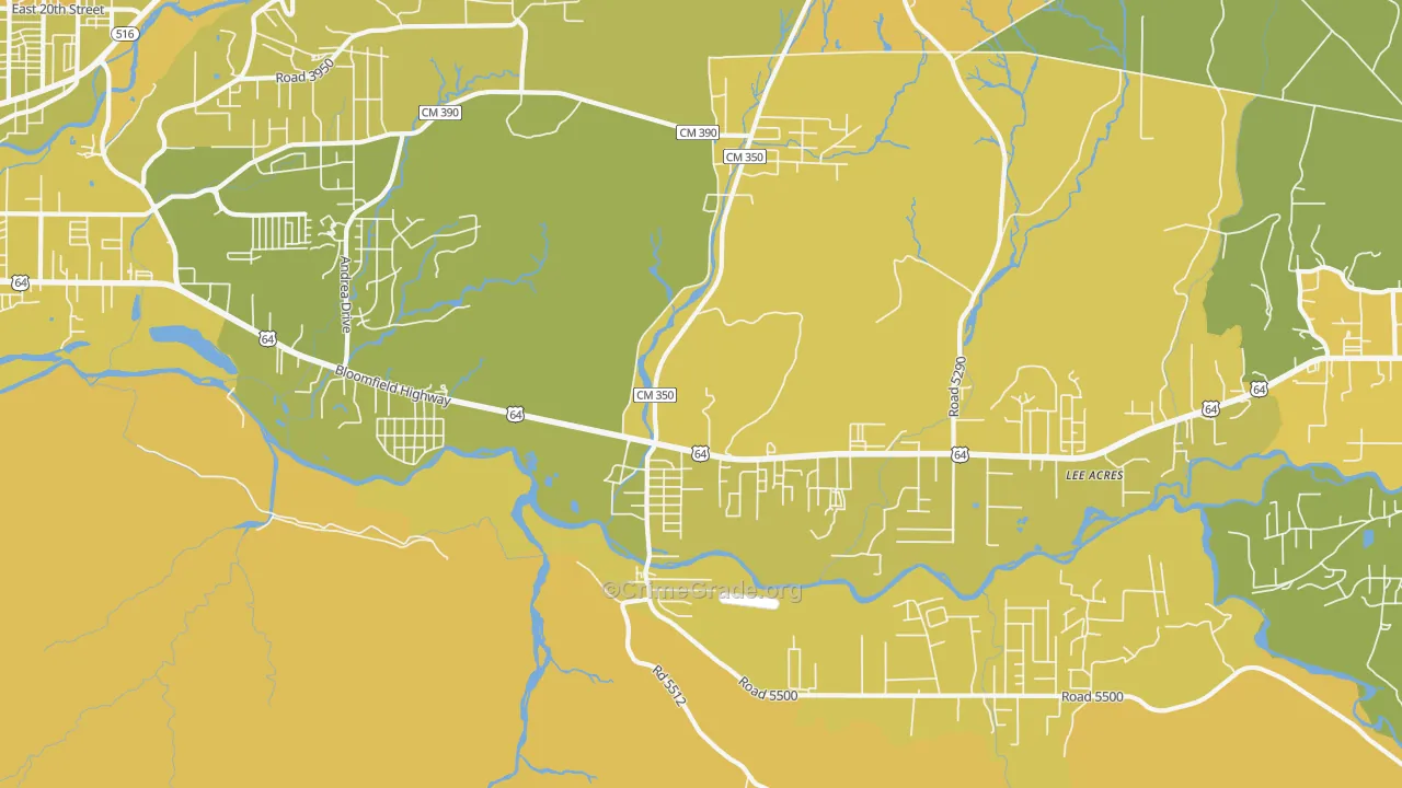 Lee Acres, NM Map of Murder Rates