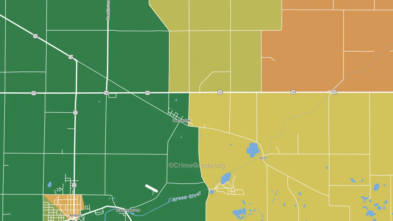 Lee Center, IL Map of Murder Rates