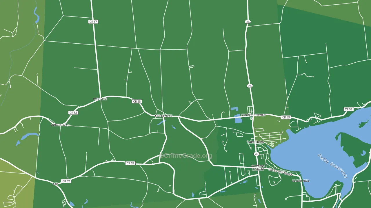 Lee Center, NY Map of Murder Rates