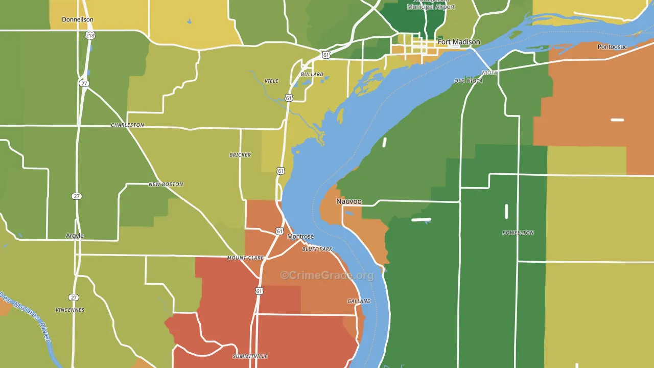 Lee County, IA Map of Murder Rates