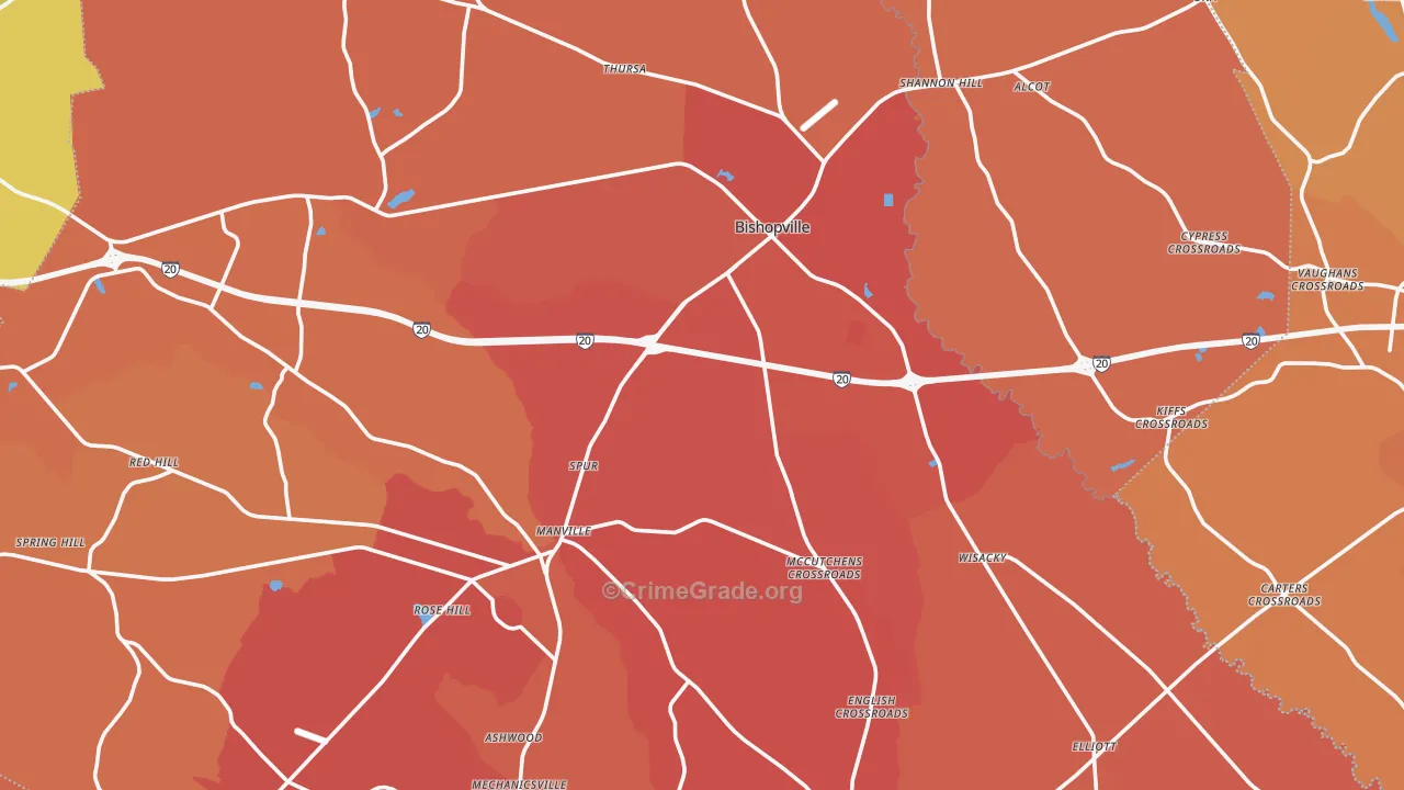 Lee County, SC Map of Murder Rates