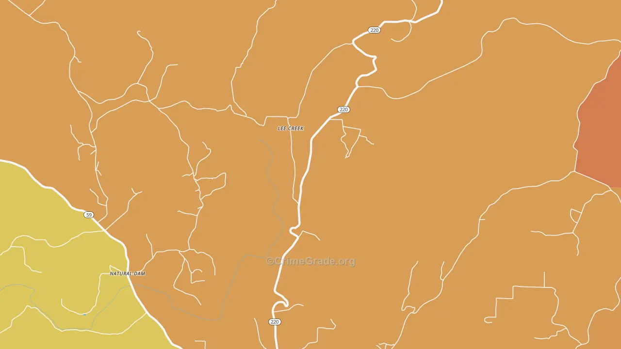 Lee Creek, AR Map of Murder Rates