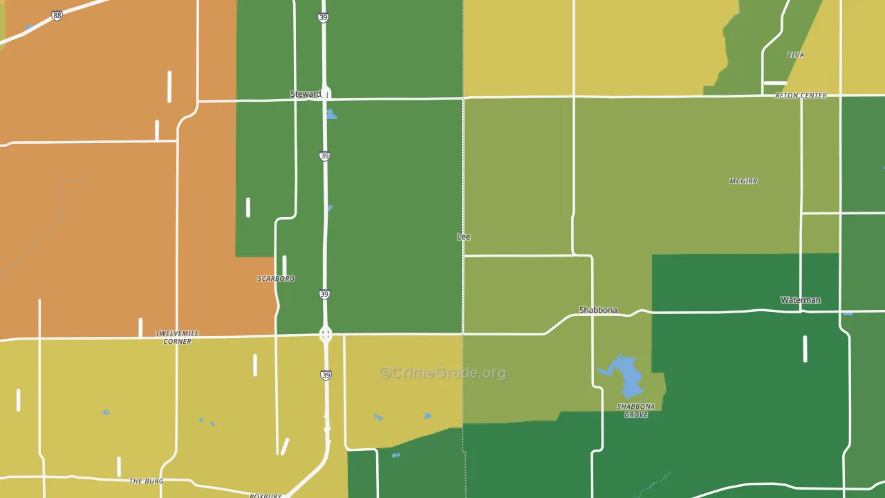 Lee, IL Map of Murder Rates