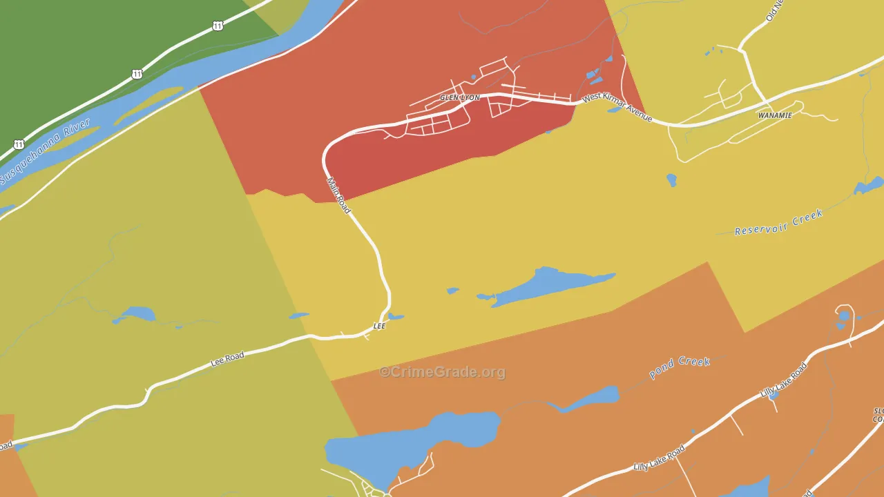 Lee, PA Map of Murder Rates