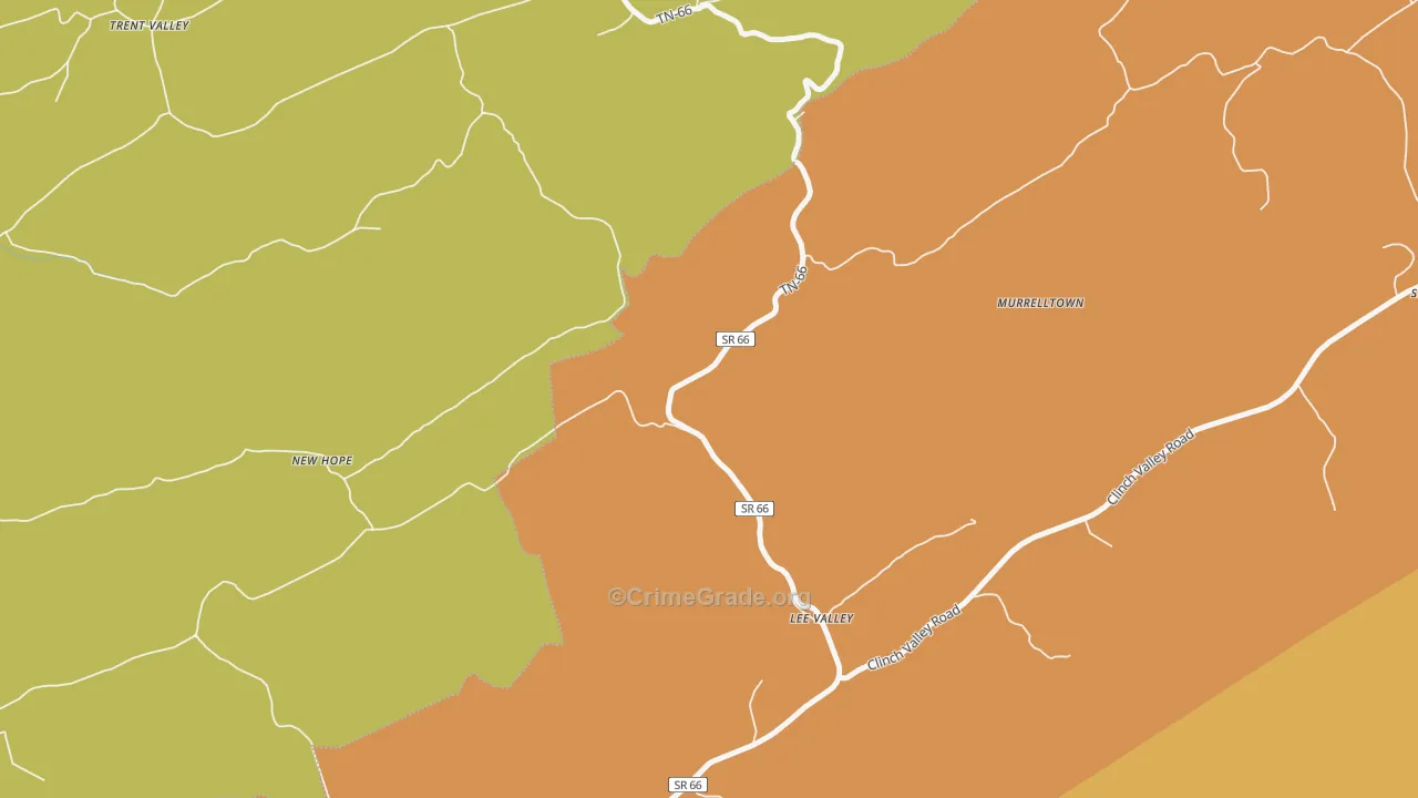 Lee Valley, TN Map of Murder Rates