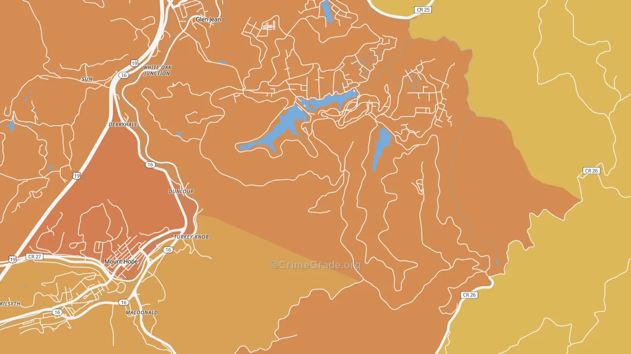 Lee, WV Map of Murder Rates