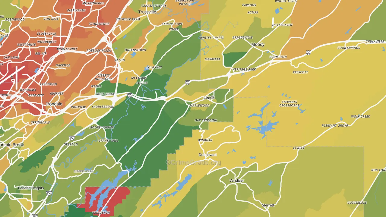 Leeds, AL Map of Murder Rates