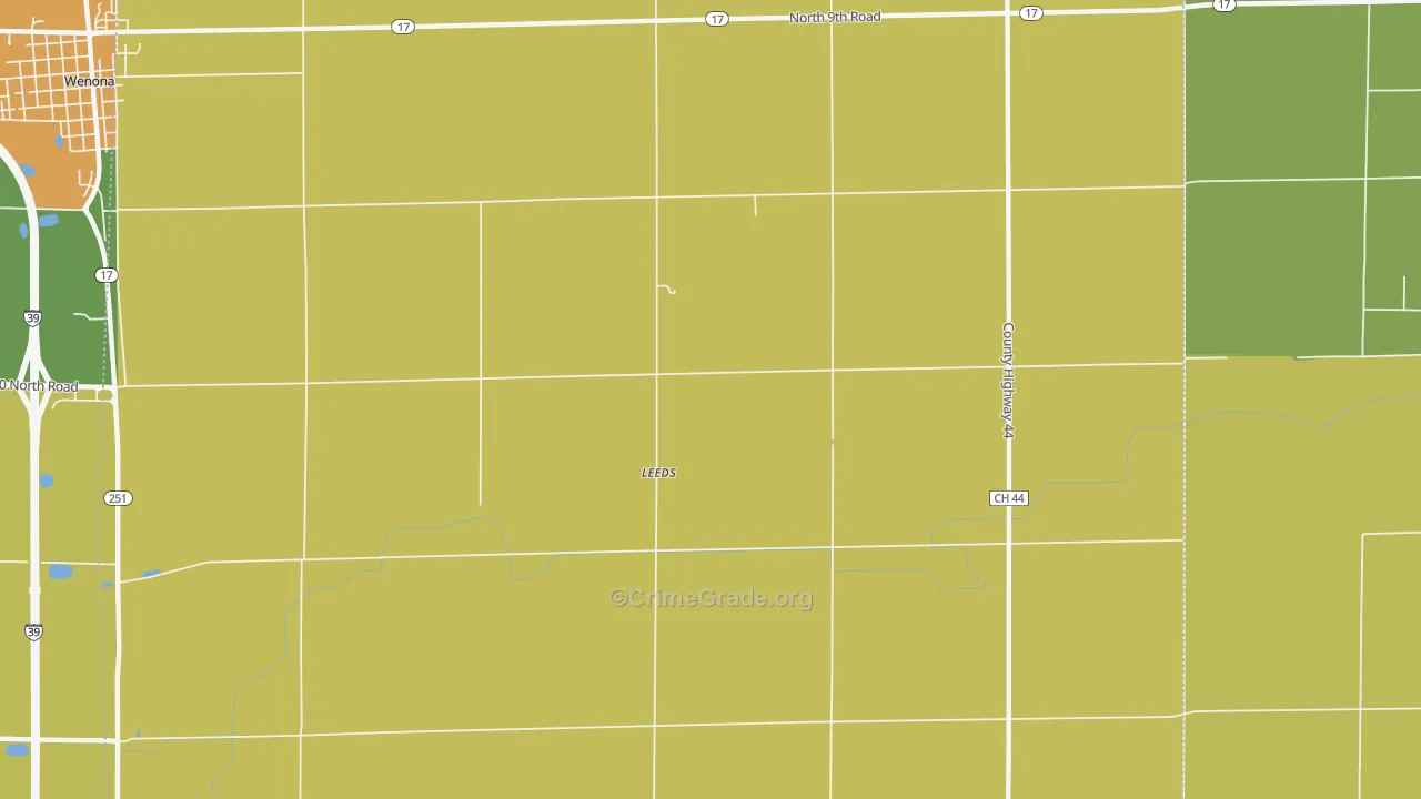 Leeds, IL Map of Murder Rates