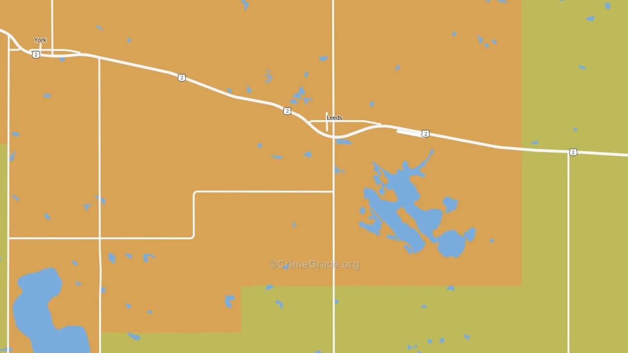 Leeds, ND Map of Murder Rates