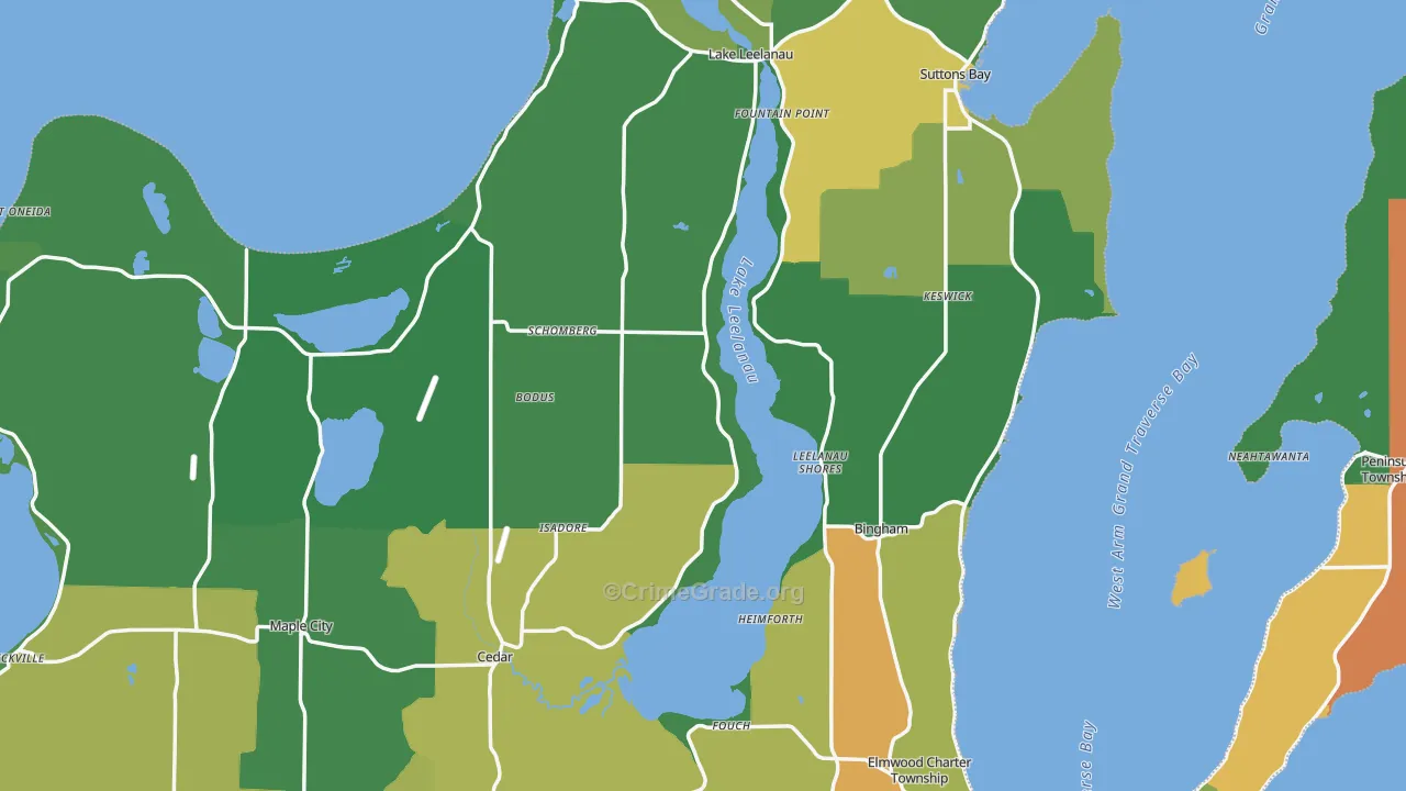 Leelanau County, MI Map of Murder Rates