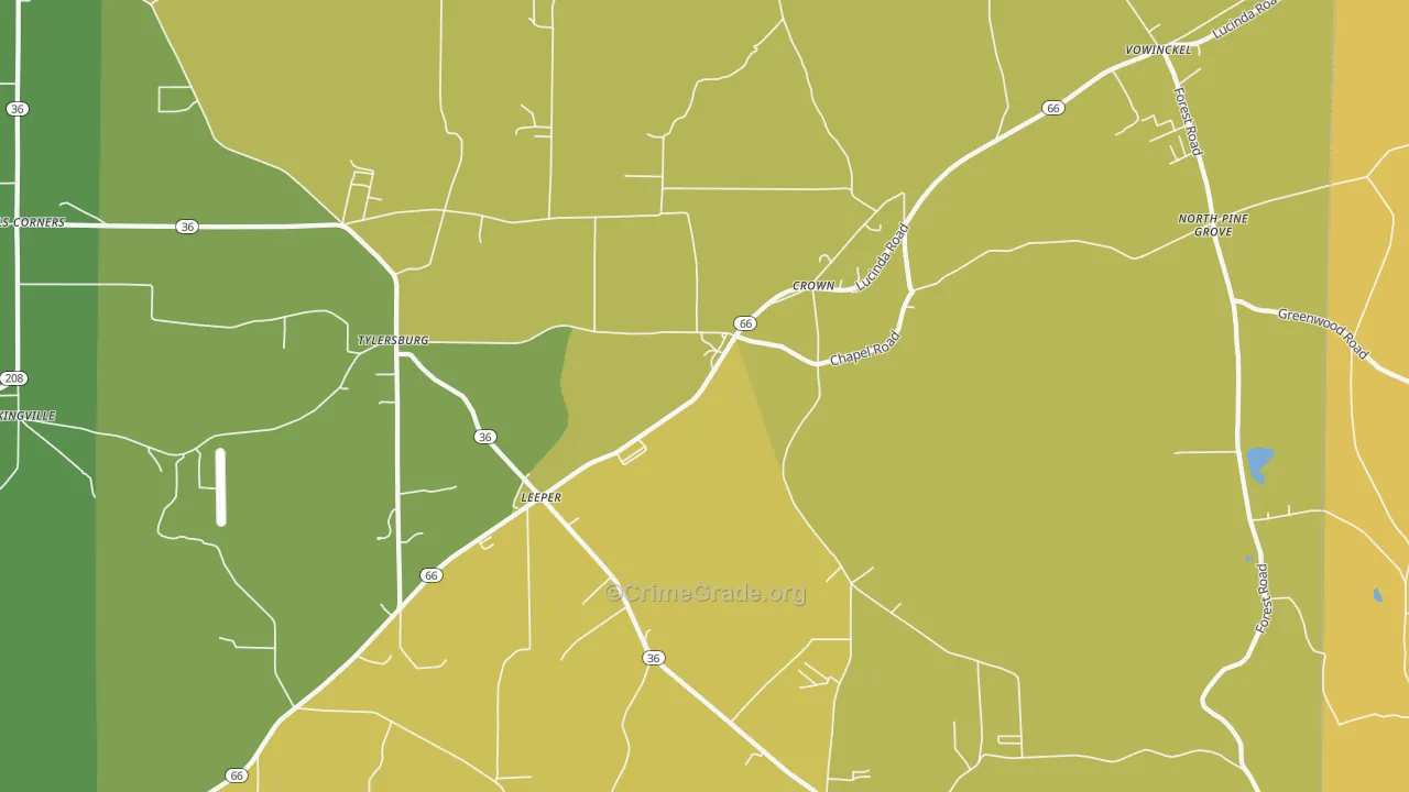 Leeper, PA Map of Murder Rates