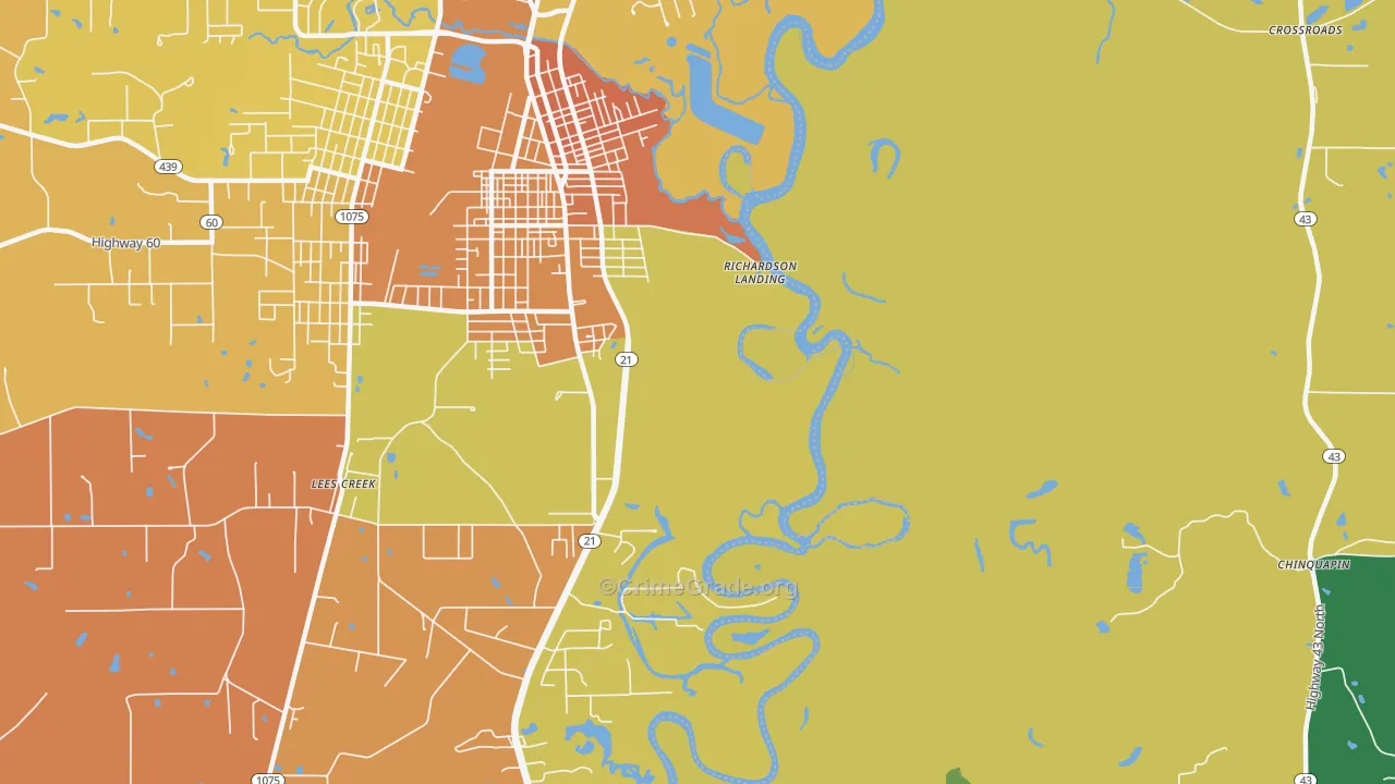 Lees Creek, LA Map of Murder Rates