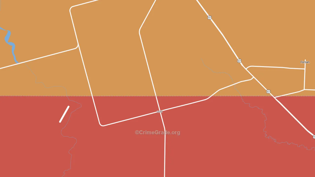 Lees, TX Map of Murder Rates
