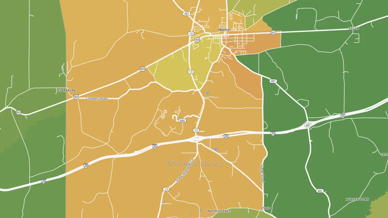 Leesburg, MS Map of Murder Rates