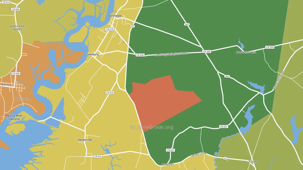 Leesburg, NJ Map of Murder Rates