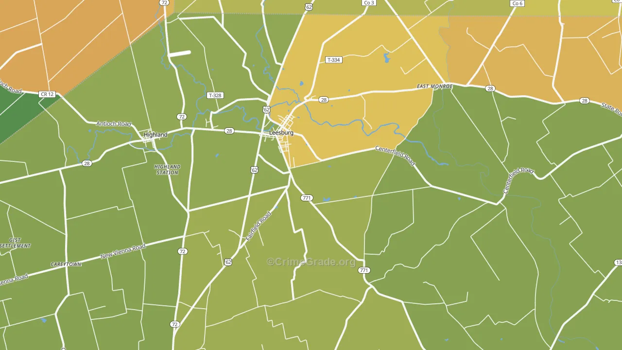 Leesburg, OH Map of Murder Rates