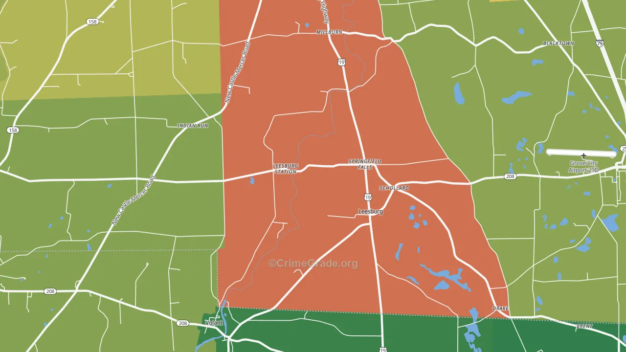 Leesburg, PA Map of Murder Rates