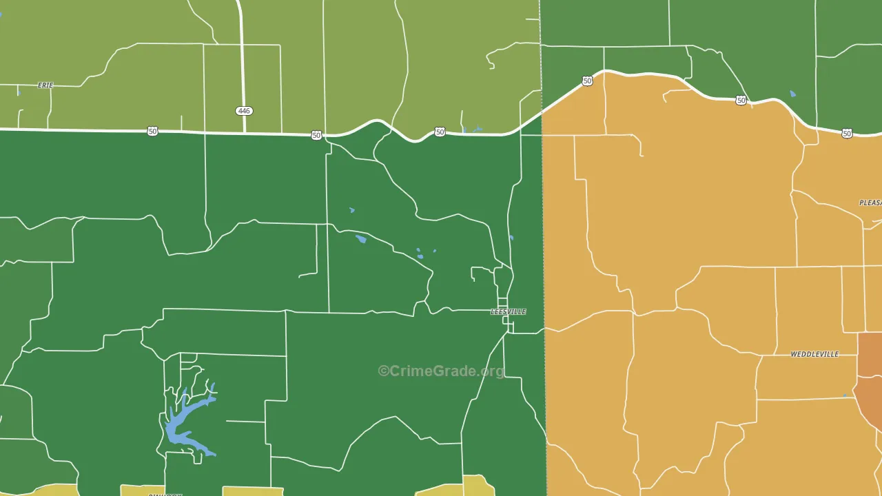 Leesville, IN Map of Murder Rates