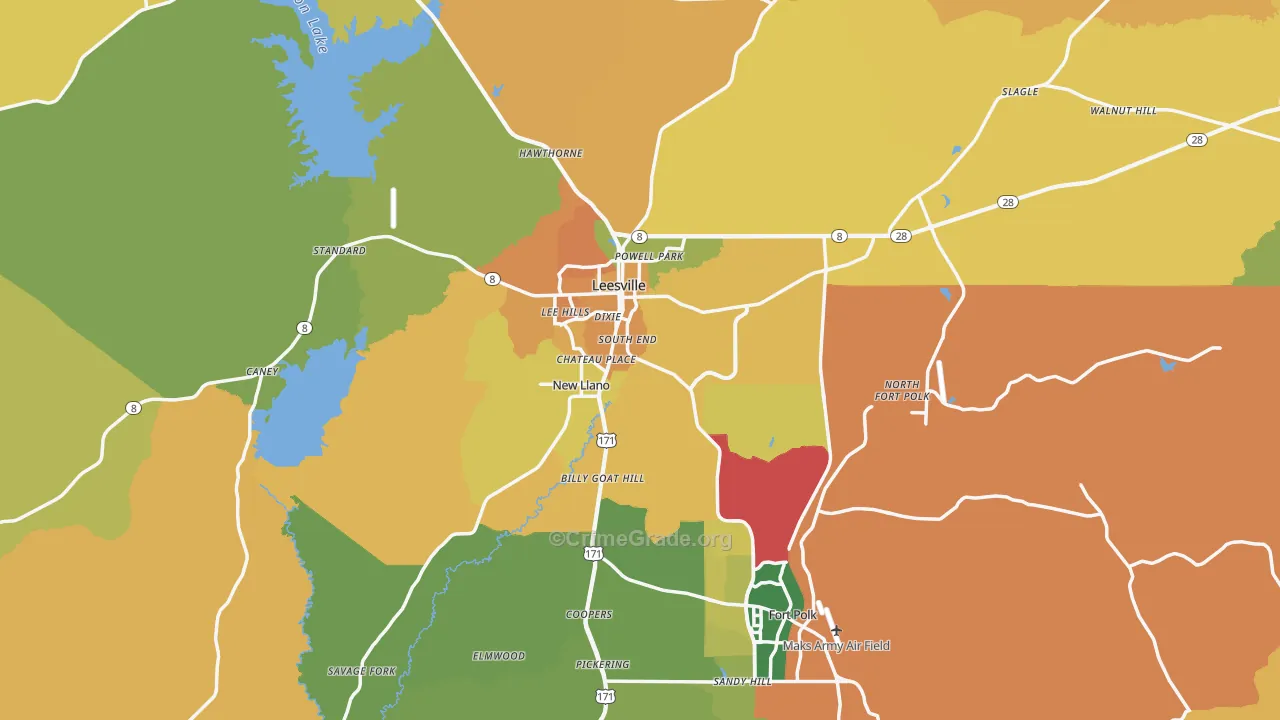 Leesville, LA Map of Murder Rates
