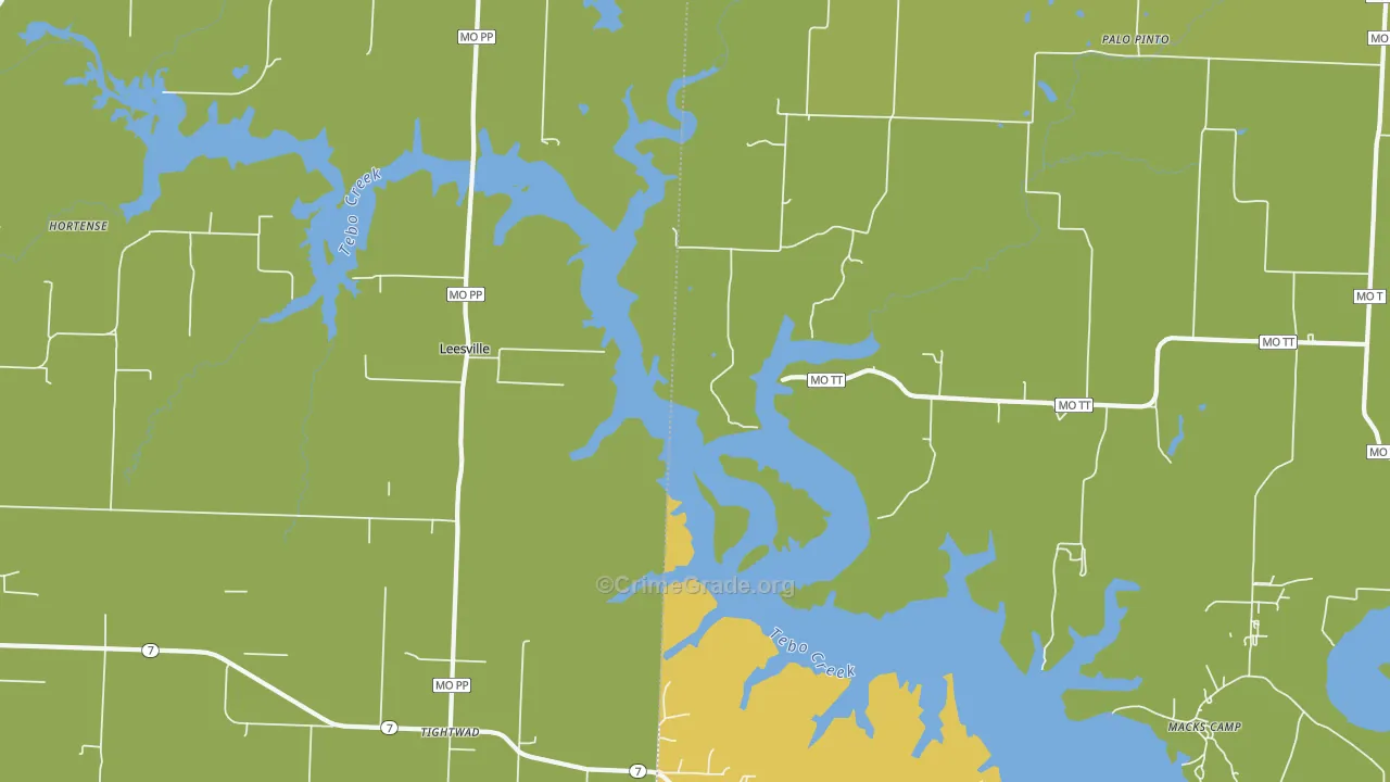 Leesville, MO Map of Murder Rates