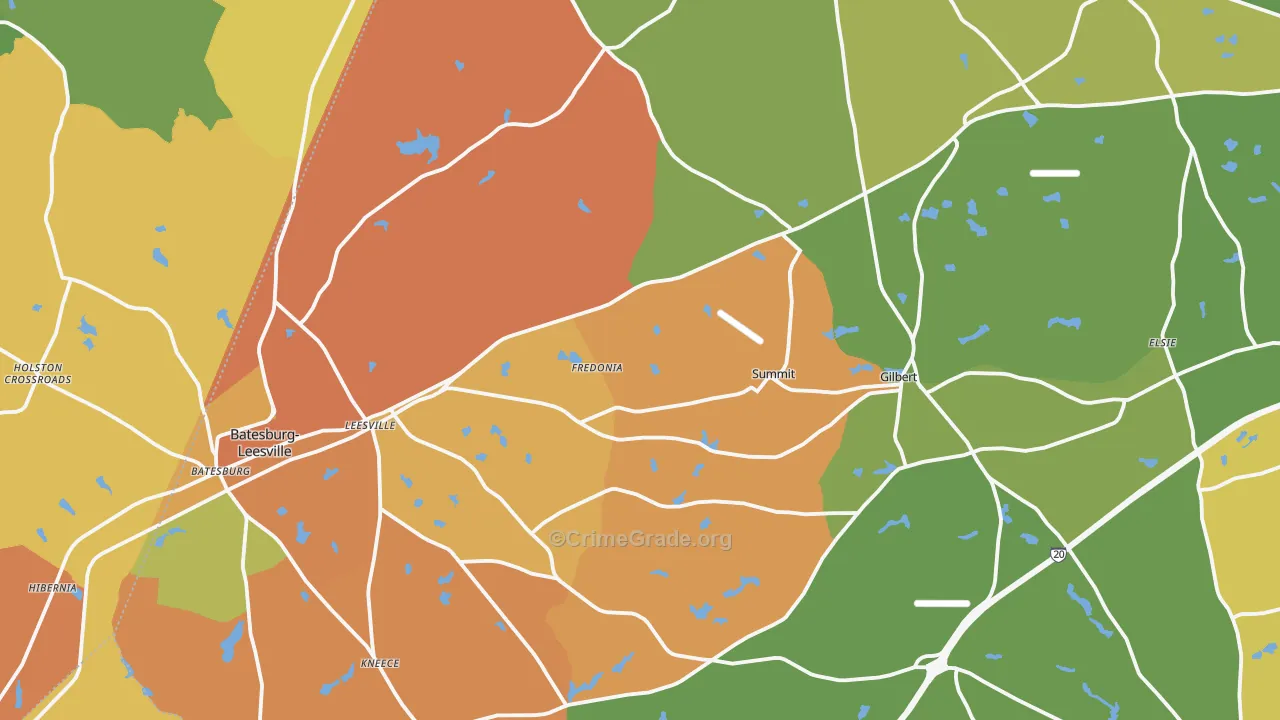 Leesville, SC Map of Murder Rates