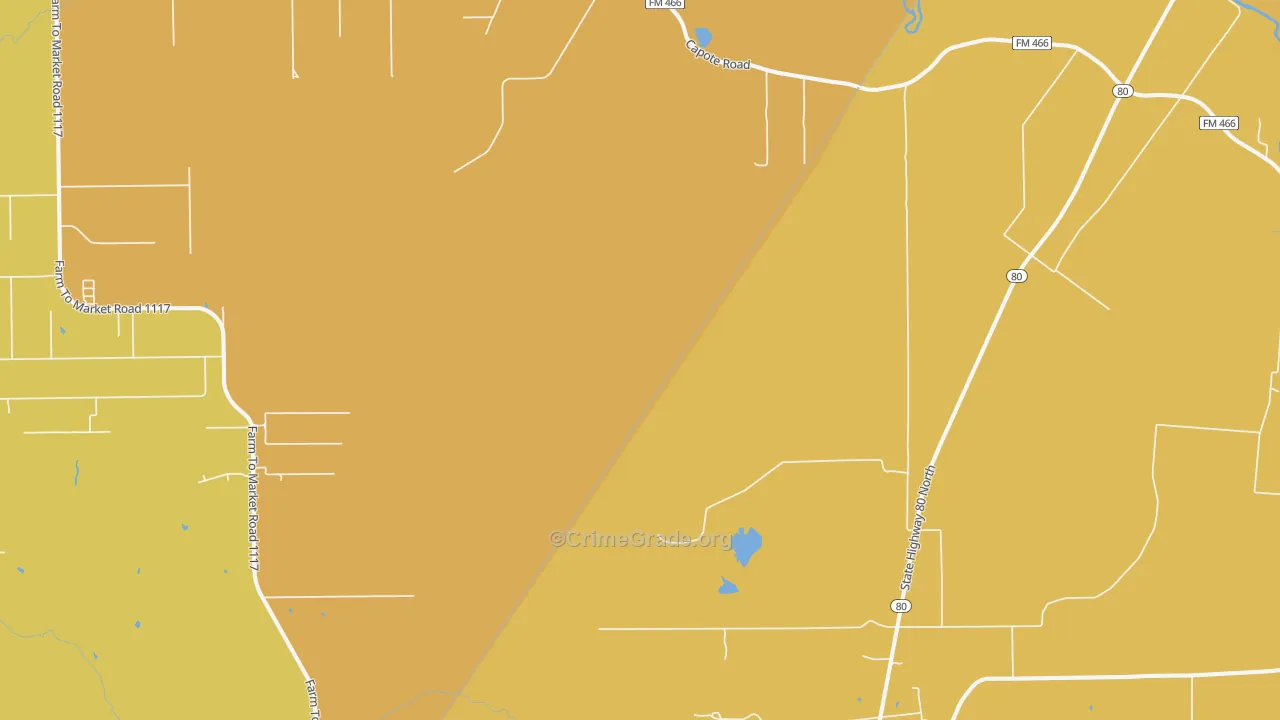 Leesville, TX Map of Murder Rates