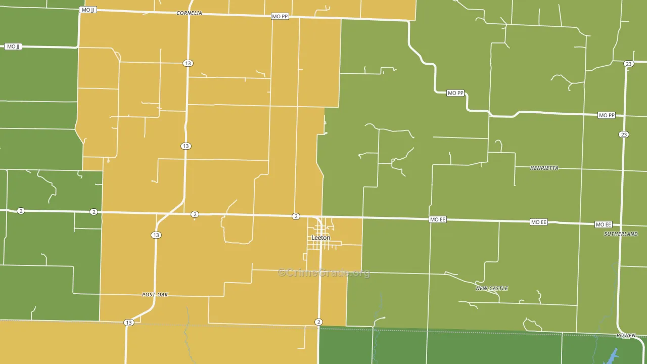 Leeton, MO Map of Murder Rates