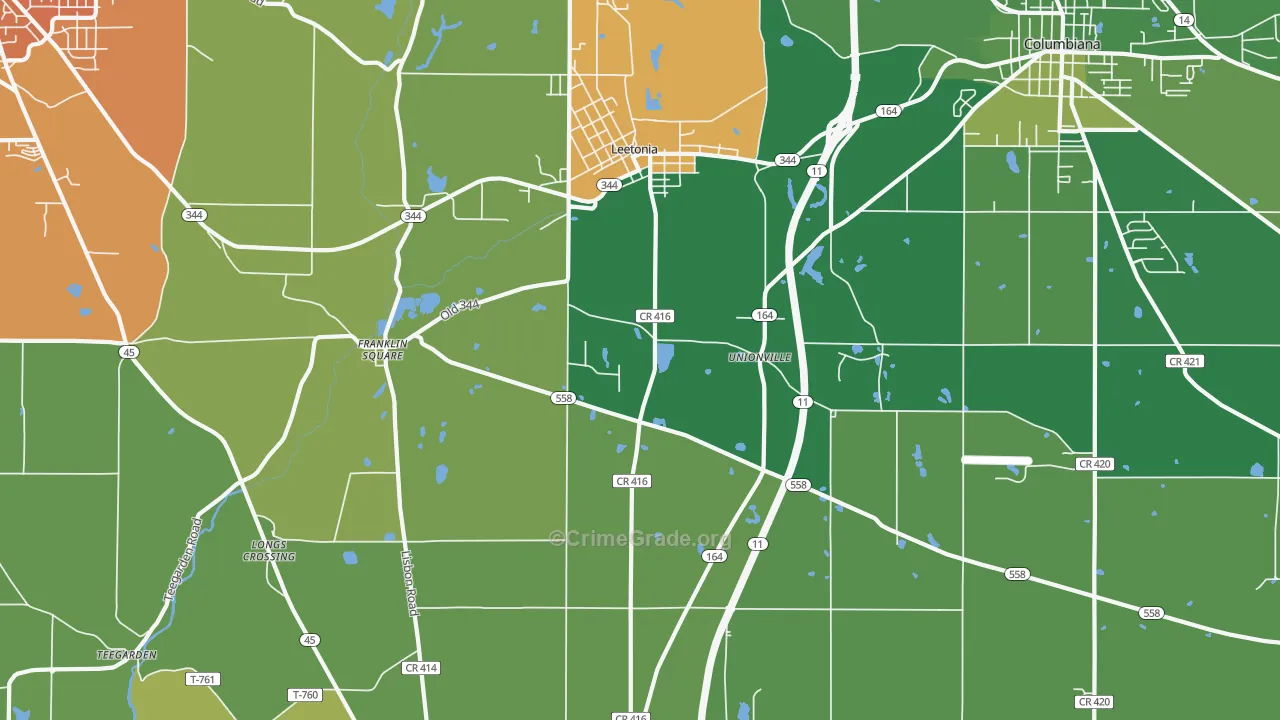 Leetonia, OH Map of Murder Rates