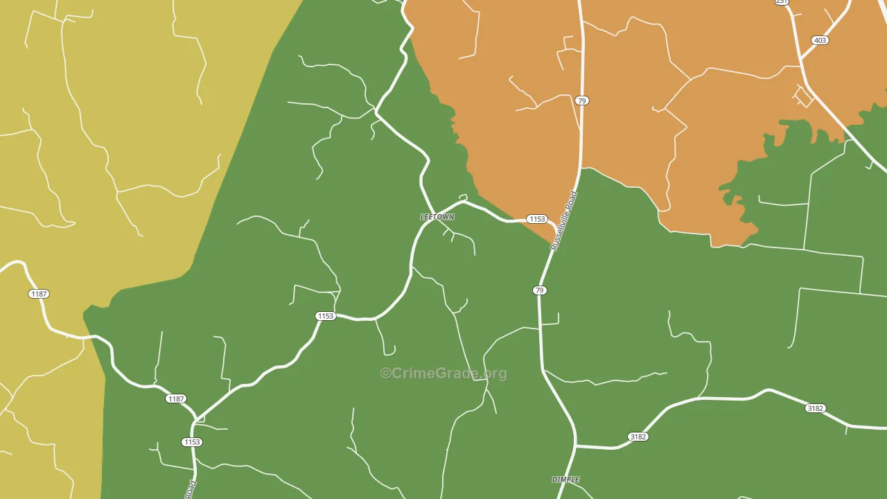 Leetown, KY Map of Murder Rates