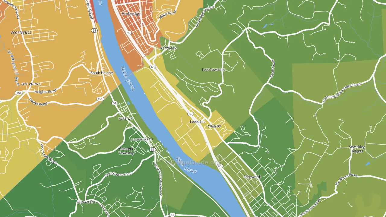 Leetsdale, PA Map of Murder Rates