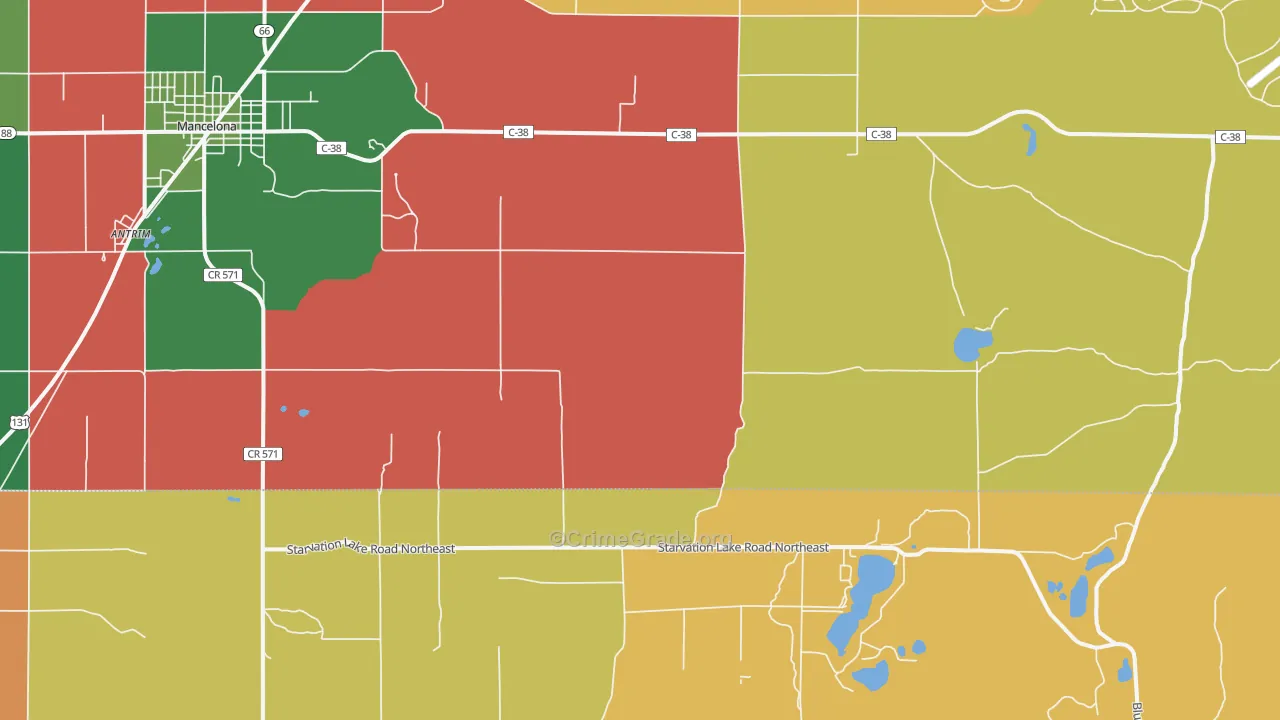 Leetsville, MI Map of Murder Rates