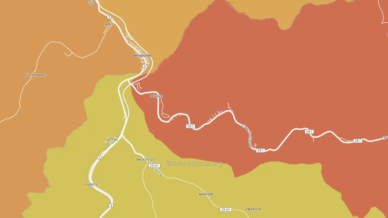 Leevale, WV Map of Murder Rates