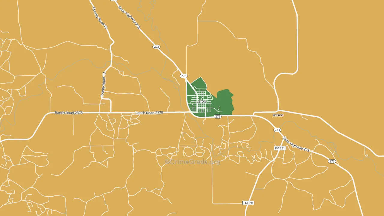 Lefors, TX Map of Murder Rates