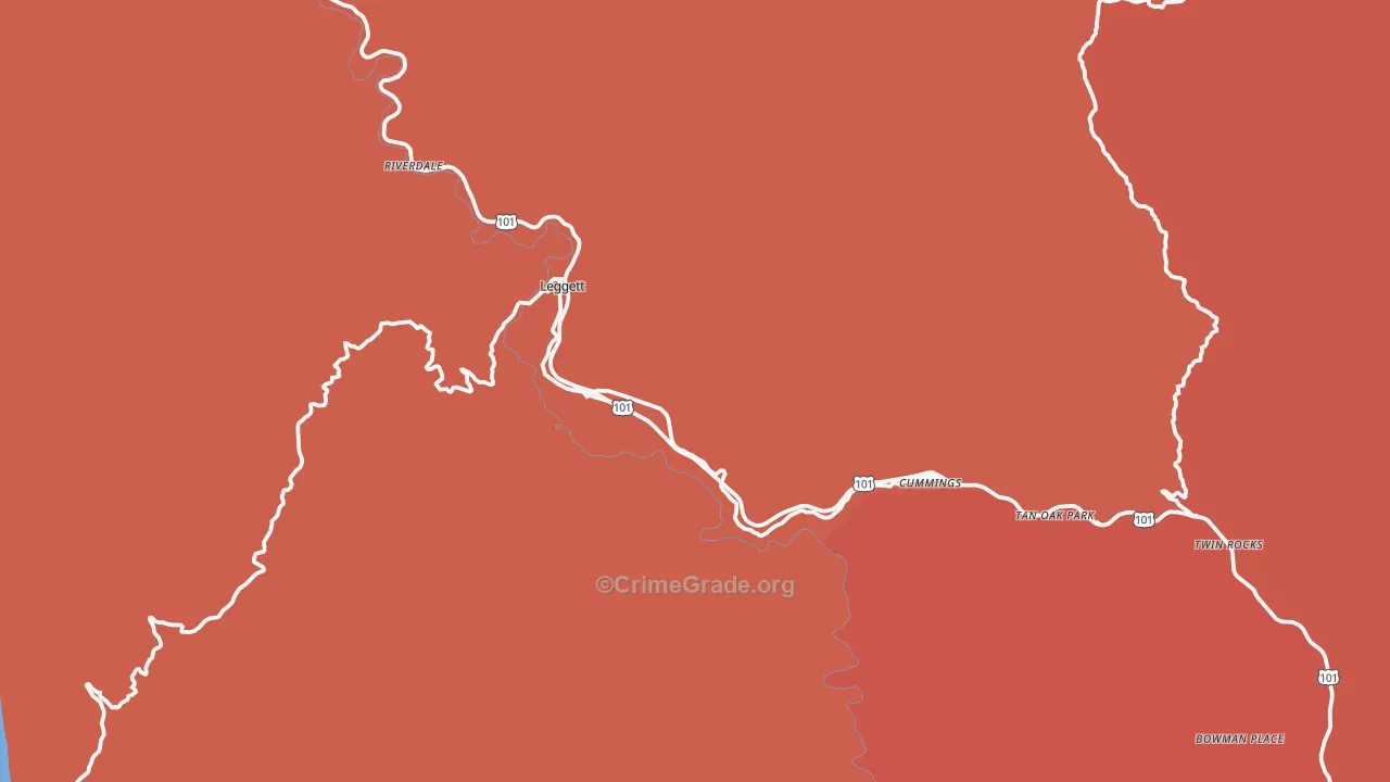 Leggett, CA Map of Murder Rates