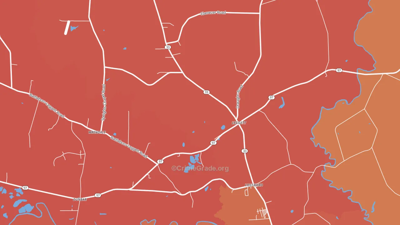 Leggett, NC Map of Murder Rates