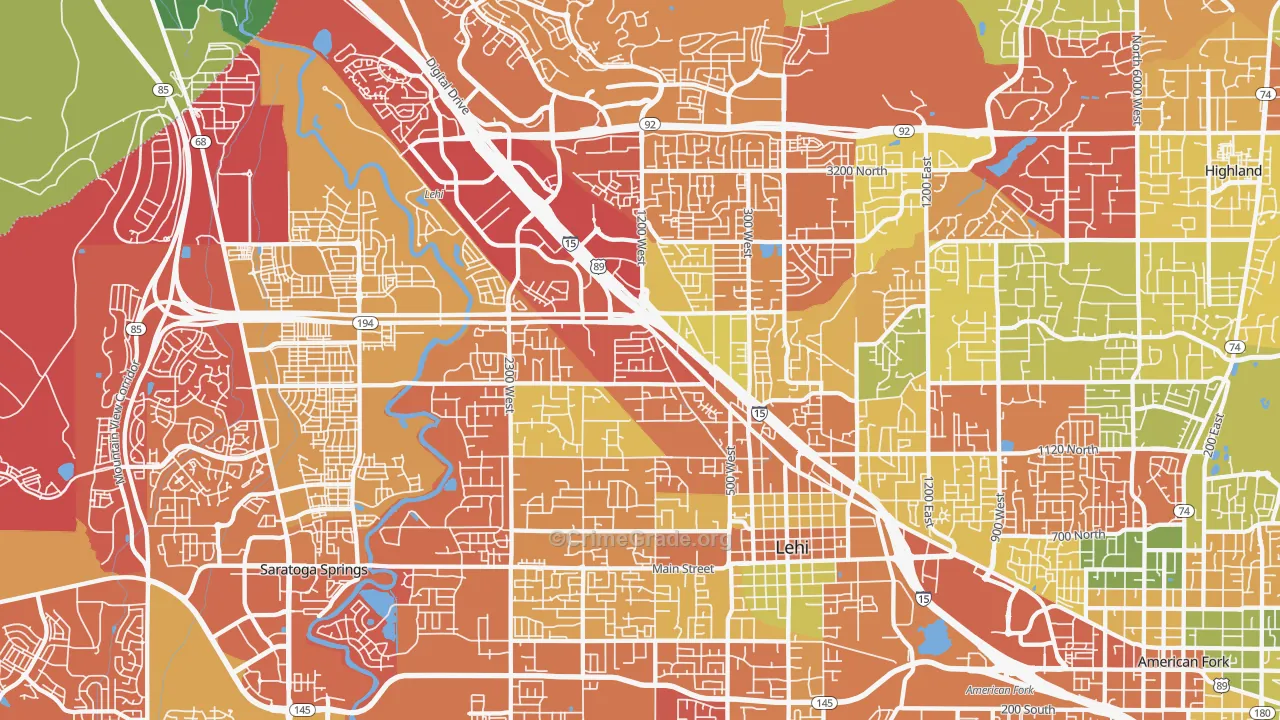 Lehi, UT Map of Murder Rates
